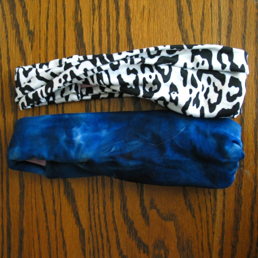 COPY - Hello Headband | 2 NEW Headbands Navy Tie Dye and White Animal Print NWoT
